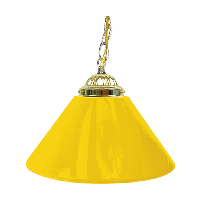Plain Yellow 14 Inch Single Shade Bar Lamp - Brass Hardware