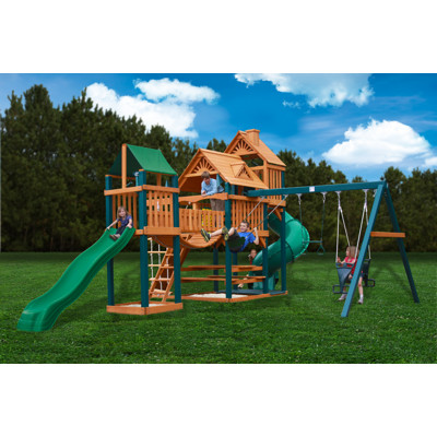 Gorilla Playsets 01-1021 Treasure Trove Swing Set with Clatter Bridge And Tower