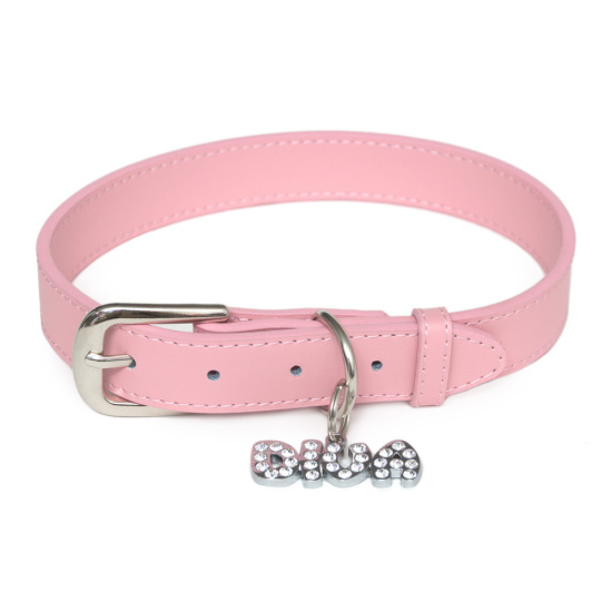 Rachael Hale 50012 Pink Leather Dog Collar with Swarovski Crystal DIVA Charm Small