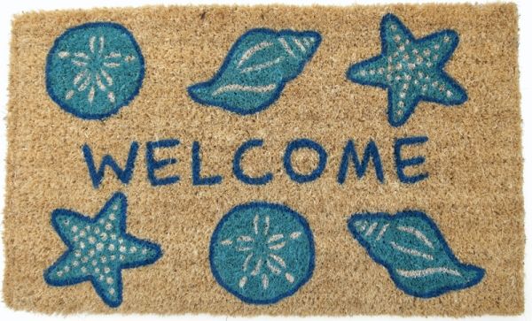 677s Shells Welcome Hand Woven Coir Doormat