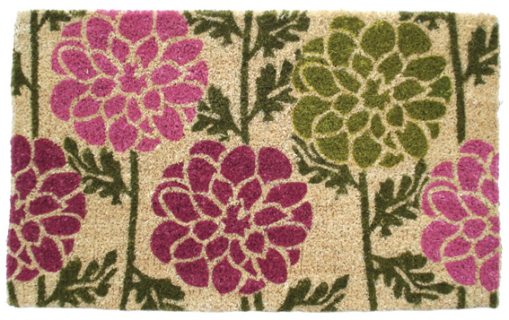 919s Dahlias Hand Woven Coir Doormat