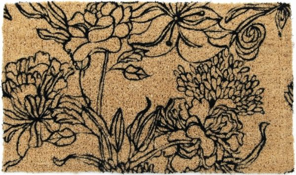 948s Ink Bouquet Hand Woven Coir Doormat