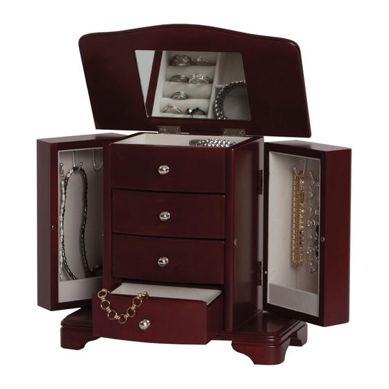 Mele Co. 00411S12M Shannon Musical Jewelry Box in Cherry Finish