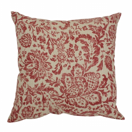 441276 Decorative Red-tan Damask 16.5 In. Square Toss Pillow