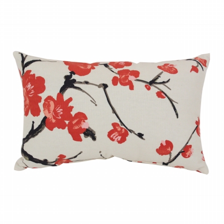 441481 Decorative Beige-red Flowering Branch 18.5 In. X 11.5 In. Rectangle Toss Pillow