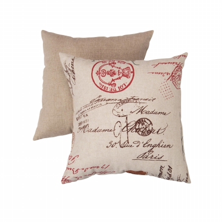 430898 Decorative Linen-red French Laundry 16.5 In. Square Toss Pillow
