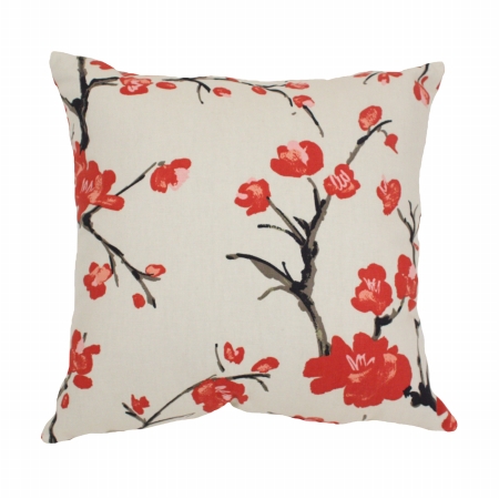 441269 Decorative Beige-red Flowering Branch 16.5 In. Square Toss Pillow
