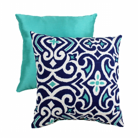 434131 Decorative Blue-white Damask 16.5 In. Square Toss Pillow