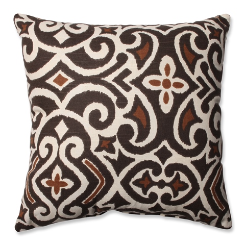 434148 Decorative Brown-beige Damask 16.5 In. Square Toss Pillow