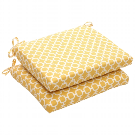 Hockley Yellow Squared Corners Seat Cushion (set Of 2)