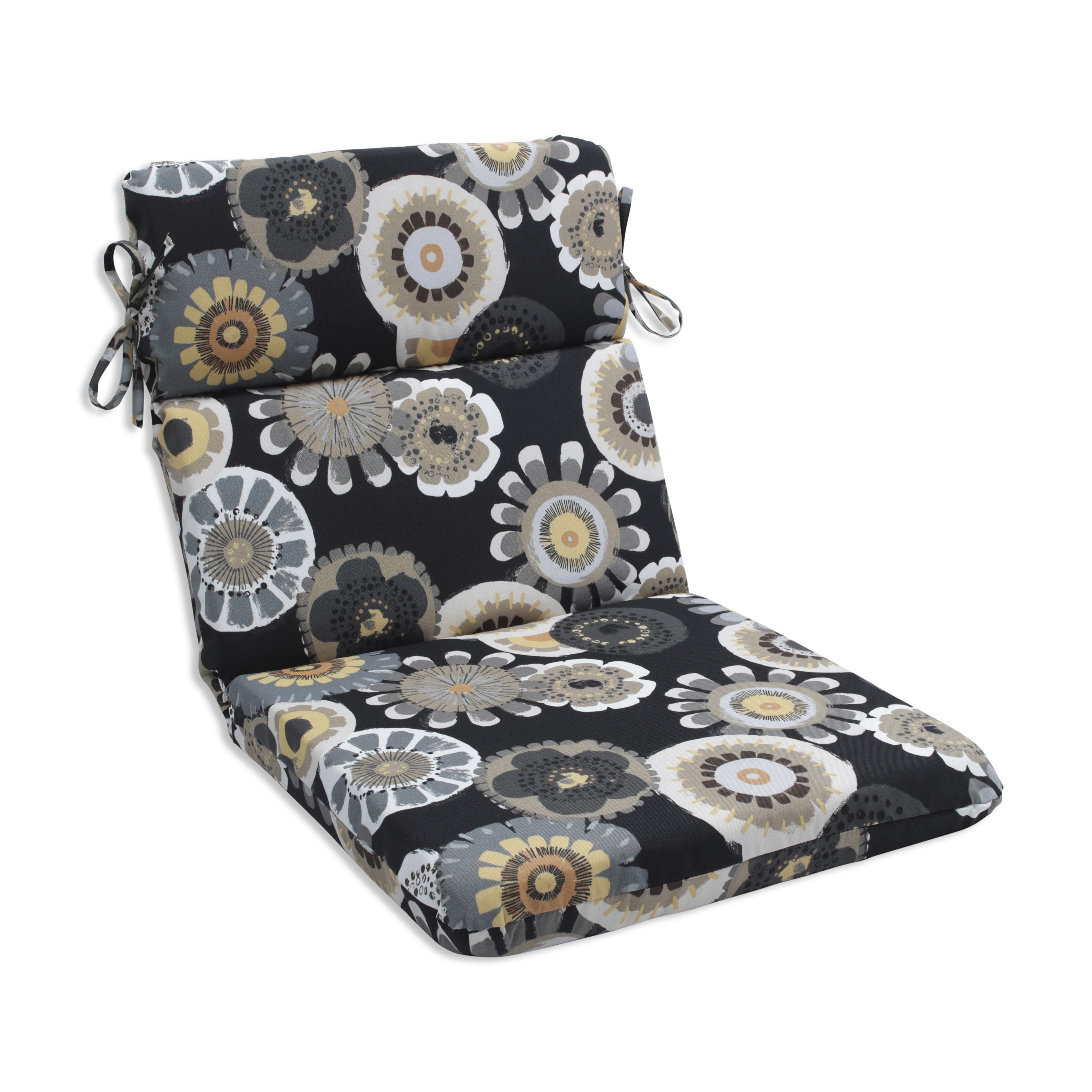449715 Crosby Black Rounded Corners Chair Cushion