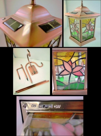 Homebrite 30113 Metal Solar Lantern Stained Glass Garden Landscape Lights - Large - Antique Copper Homebrite 30113 Metal Solar Lantern Stained Glass Garden Landscape Lights - Large - Antique Copper