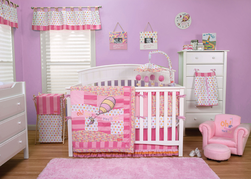30365 Dr. Seuss Pink Oh The Places Youll Go - 3 Piece Crib Bedding Set