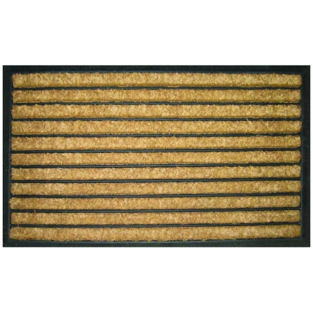 164br Striped Recycled Rubber & Coir Doormat