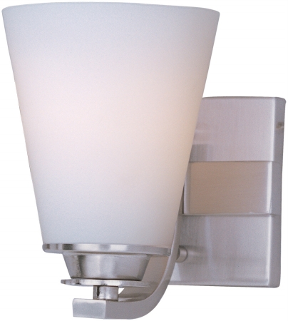 9011swsn Conical 1 Light Bath Vanity In Satin Nickel With Satin White Glass