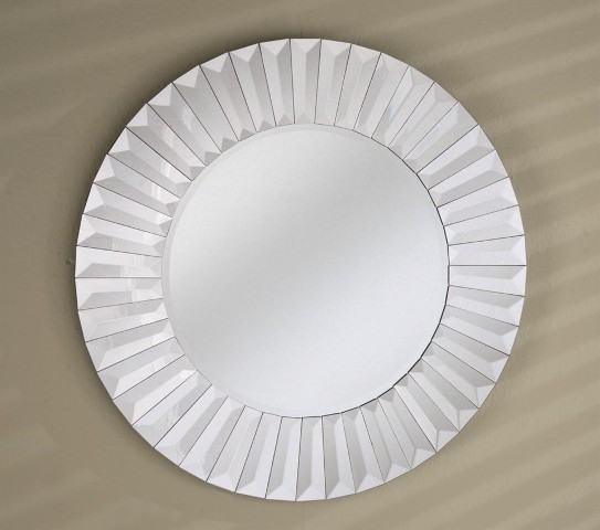 Rm-106 Radiance Venetian Contemporary Round Wall Mirror With Sunburst Cut Glass Frame