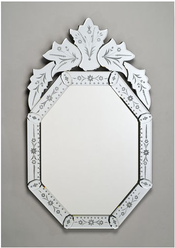 20x32 Octagonal Traditional Cut Glass And Etched Mirror