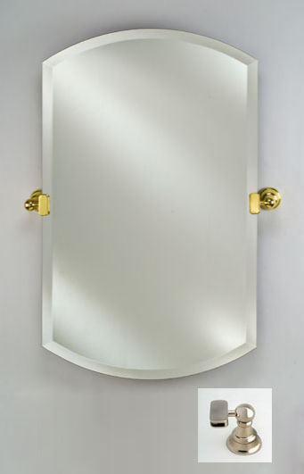 24 In.x 38 In.double Arch Frameless Mirror With Tilt Brackets - Satin Nickel