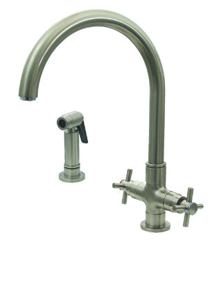 3-03954ch85-pc 10.25 In. Luxe Plus Dual Handle Faucet With Gooseneck Swivel Spout, Cross Style Handles And Solid Brass Side Spray- Polished Chrome