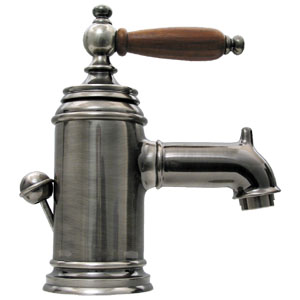 4.37 In. Fountainhaus Single Hole-single Lever Lavatory Faucet With Cherry Wood Handle And Pop-up Waste- Old Bronze