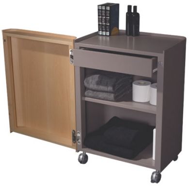 Whaemgreb05 21.75 In. Aeri Gray Freestanding Storage Unit With A Drawer, Two Shelves And Casters- Ebony-gray