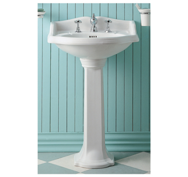 23 In. China Series Small Traditional Pedestal With Integral Oval Bowl, Backsplash, Dual Soap Ledges, Decorative Trim And Overflow- White