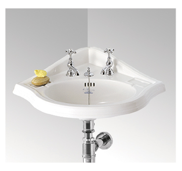 Ar884 29.62 In. China Series Corner Wall Mount Basin With Oval Bowl, Backsplash, Dual Soap Ledges And Overflow- White