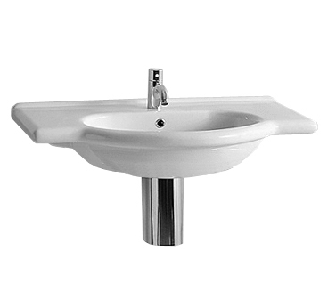 Top62 35.25 In. China Series Nizza - Large Vanity Basin With Integrated Oval Basin And Chrome Overflow- White
