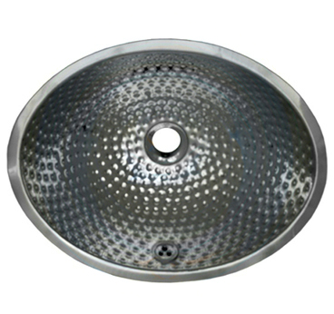 Wh608abm 16 In. Oval Ball Pein Hammered Textured Undermount Basin With Overflow- Polished Stainless Steel