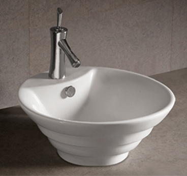 Whkn1054 18 In. Isabella Round Stepped Above Mount Basin With Overflow, Single Faucet Hole And Center Drain- White