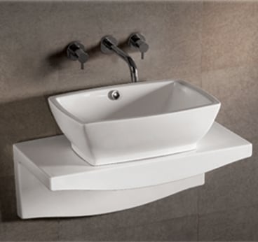 Whkn1065-1116 21.62 In. Isabella Rectangular Above Mount Basin With Overflow And Center Drain And Matching Wall Mount Counter Top- White