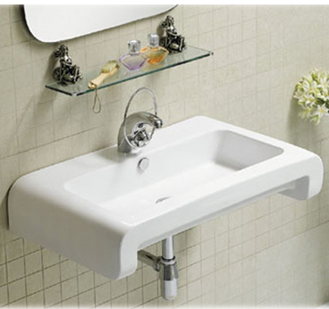 28 In. Isabella Rectangular Wall Mount Basin With Overflow, Single Faucet Hole And Rear Center Drain- White