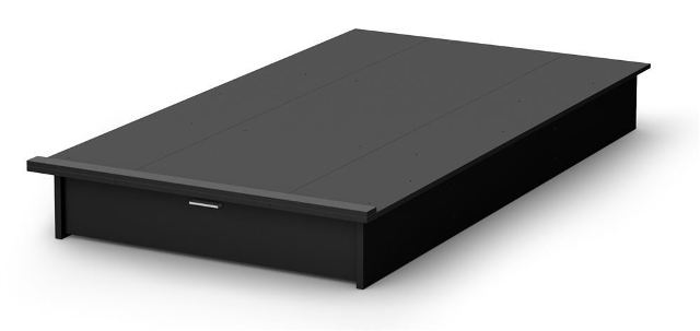 South Shore 3107245 Twin 39 in. Platform Bed with Drawer  Pure Black