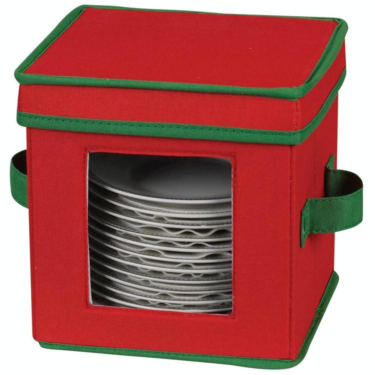 530red Holiday Saucer Chest Red With Green Trim