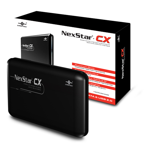 Vantec Thermal Technologies NST-200SU-BK Removable Device 2.5 in. SATA to USB 2.0 and eSATA External Hard Drive Enclosure