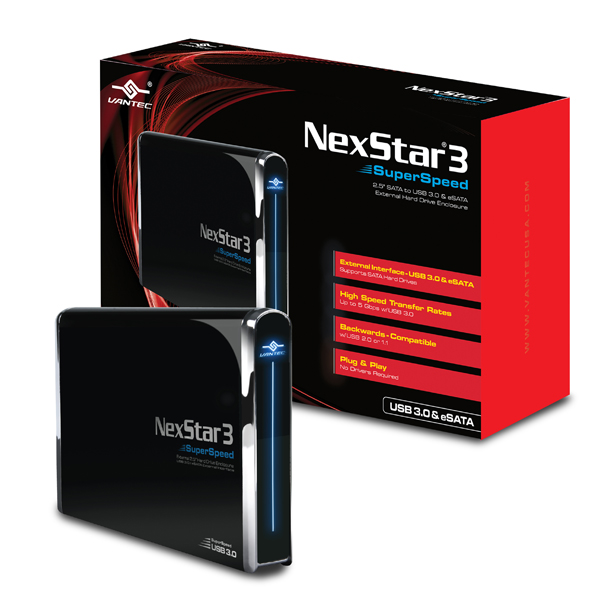 Vantec Thermal Technologies NST-280SU3-BK Accessory 2.5 in. SATA to USB 3.0 and eSATA External Hard Drive Enclosure