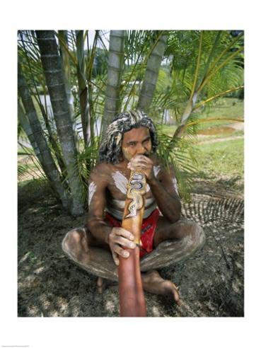 Sal1288379 Aborigine Playing A Didgeridoo Cairns Queensland Australia -18 X 24- Poster Print
