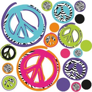 Zebra Peace Signs Peel & Stick Wall Decals