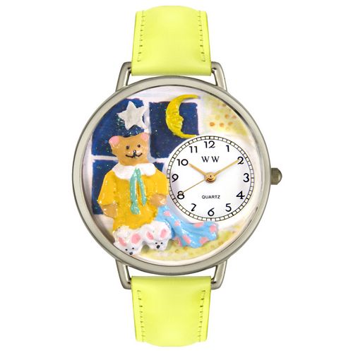 Whimsical Watches U0230006 Night Night Teddy Bear Yellow Leather And Silvertone Watch