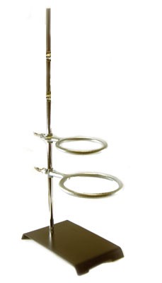 Ginsberg Scientific 7G87 Support Ringstand  Stamped Steel Base 4 Inch x 6 Inch  Rod.3125 Inch x 18 Inches  Two Rings3 Inch And 4 Inch
