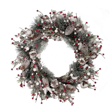 ARTEflorum CSBW28 Christmas Snow and Berry Wreath - Large