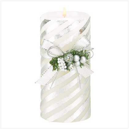 Silver Stripes Candle