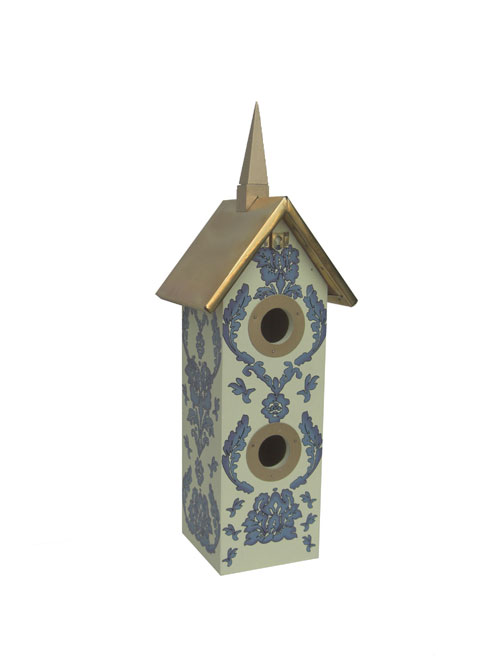 2 Hole Wine Birdhouse - Yellow Blue
