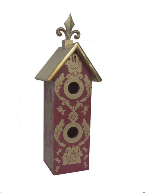 2 Hole Wine Birdhouse - Red Gold