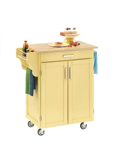 Home Styles 9001-0051 Butter Yellow Wood Cart with Natural Wood9001-0051