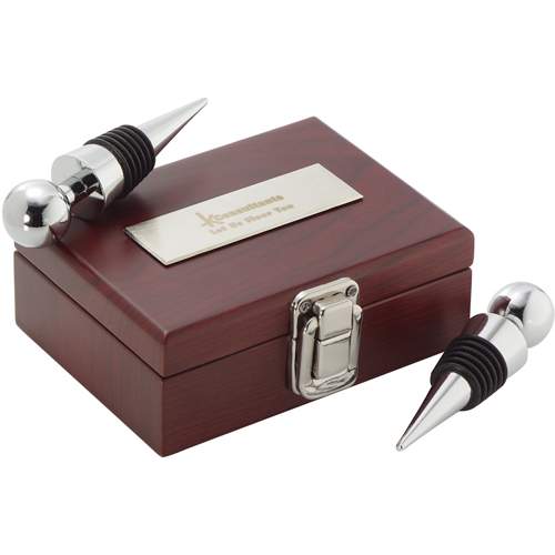 Leeds 1400-90CC Executive Collection Wine Stopper Set - Mahogany