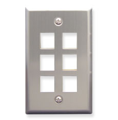 ICC FACE-6-SS 6 Port Stainless Steel Faceplate ICC FACE-6-SS 6 Port Stainless Steel Faceplate