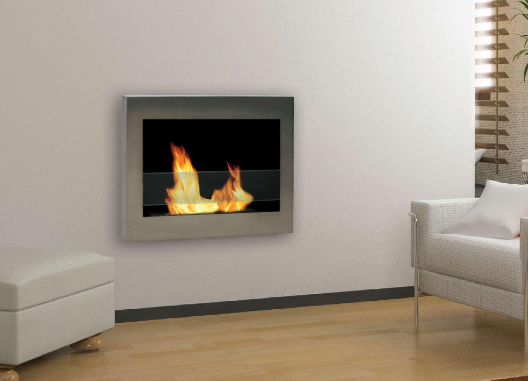 90299 Soho Indoor Wall Mount Stainless Steel Fireplace