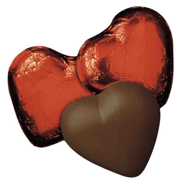 310125 Dark Chocolate Hearts in Red Foil - Pack of 50
