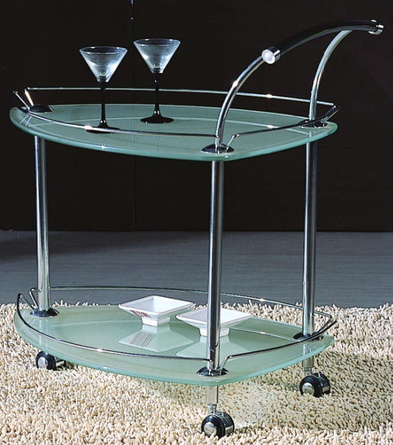 Tea Cart  TeaCart TEACARTB Triangular Glass Rolling Tea Cart Base  Chrome